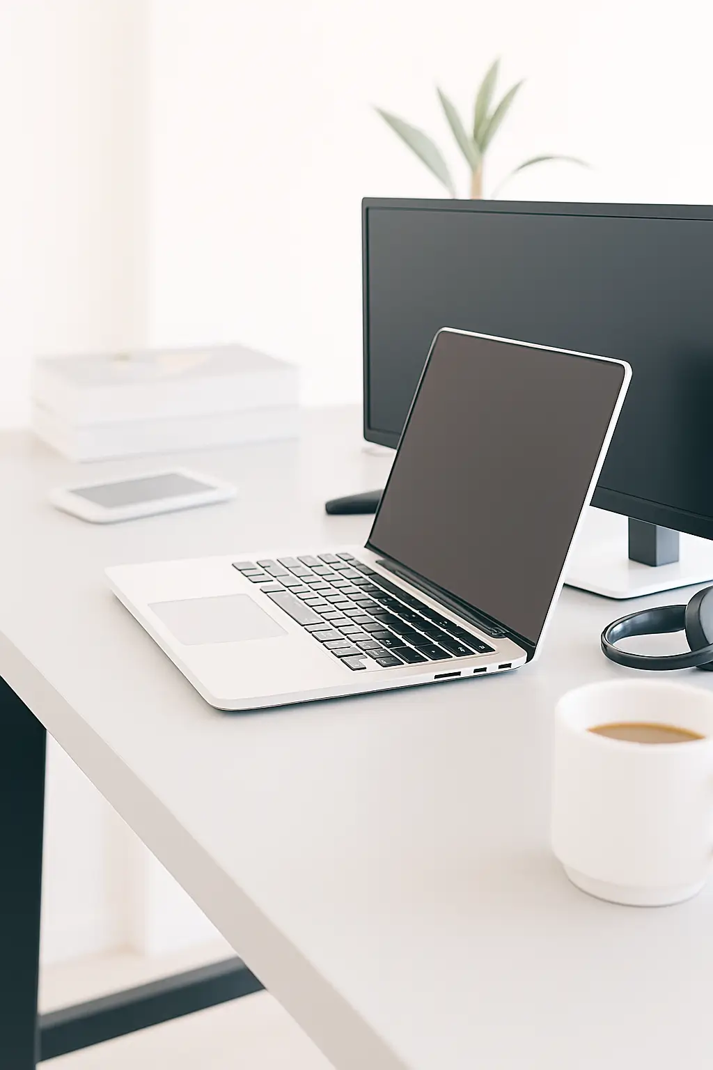 A clean, minimalist home office setup